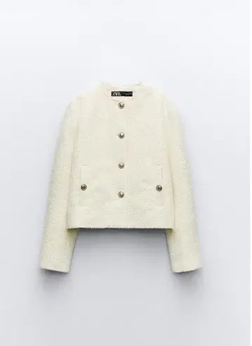 [ 새상품 ] ZARA 자라 텍스처 숏 자켓 트위드 에크루 XS