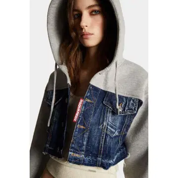 DSQUARED2. 크롭 코튼 후디 자켓