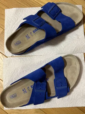 BIRKENSTOCK 파랑 스웨이드 2스트랩 샌들 41