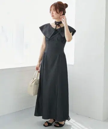 MAJESTIC LEGON 초커 세트 빅 칼라 원피스