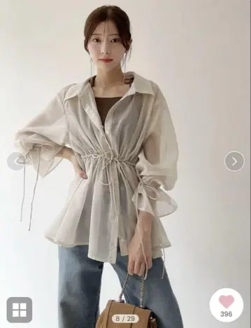 SNIDEL 시어 블라우스 레이어드 니트 풀오버