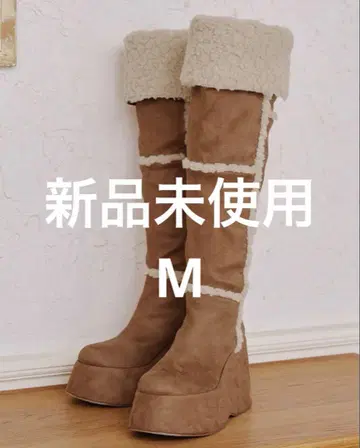 다리치 페이크 무스탕 니하이 부츠 카멜 M