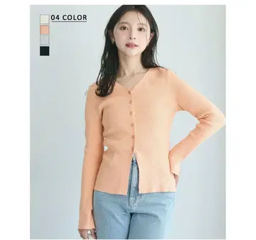 basementonline 소매 슬릿 리브 가디건 미사용 새상품