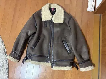 ALPHA INDUSTRIES 양가죽 브라운 플라이트 자켓