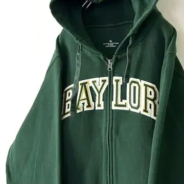 BAYLOR 로고 자수 맨투맨 후드티 XL 그린 구제 의류