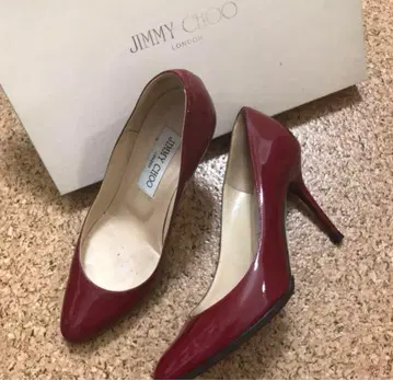 지미추 와인 레드 페이턴트 스틸레토 펌프스