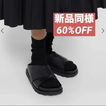 JIL SANDER 가죽 크로스 스트랩 샌들