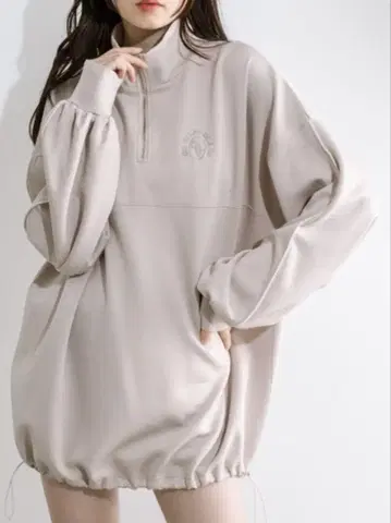 봄 외출 배색 라인 하프 지퍼 튜닉 OLIVE des OLIVE