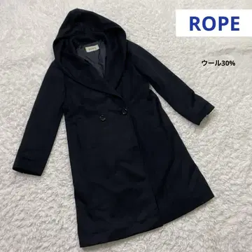 로페 ROPE 롱 코트 후드 부착 울 30% 블랙 돌려입기 여성용