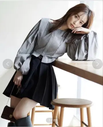 스나이델 박스 플리츠 스커트 블랙