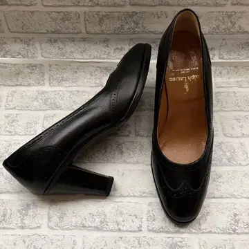 랄프 로렌 일본제 윙 칩 펌프스 23cm 가죽 신발 블랙