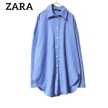 자라 ZARA 스트라이프 오버 사이즈 셔츠 블루 S 오버 사이즈