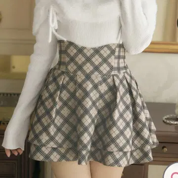michellMacaron 오리지널 체크 무늬 슬림 레그 스커트 XS