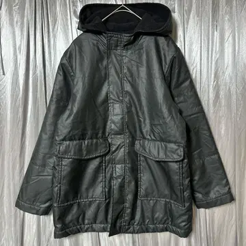 블랙 충전솜 코트 후드 부착 보아 안감 방한 아우터 minou 150