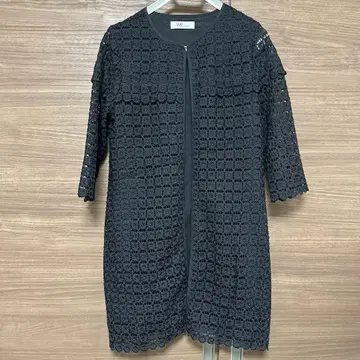 joias 블랙 꽃 자수 겉옷