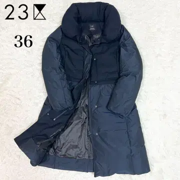 새상품급 23구 플라노 콤비 다운 롱 코트 이소재 절개 네이비 36
