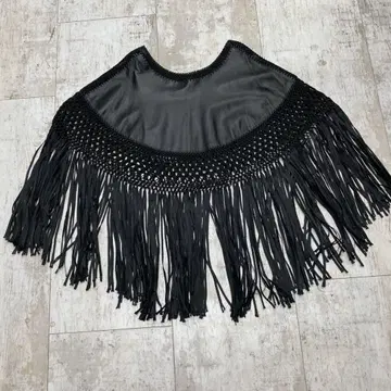 새상품 나인 NINE 망토 프린지 가죽 판초 프리 양가죽