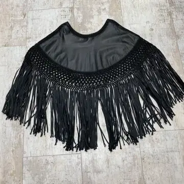 새상품 나인 NINE 망토 프린지 가죽 판초 프리 양가죽