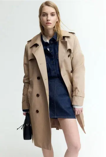 [ 새상품 ] H&M 무릎 길이 트렌치코트 베이지 코트