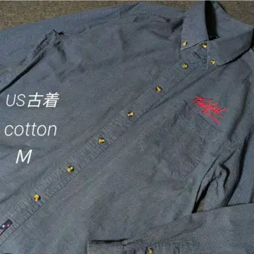 US 구제 의류 Fairfield 코튼 버튼 다운 셔츠 M