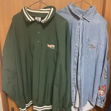 VISION STREET WEAR 피케 셔츠와 데님 셔츠 세트 L