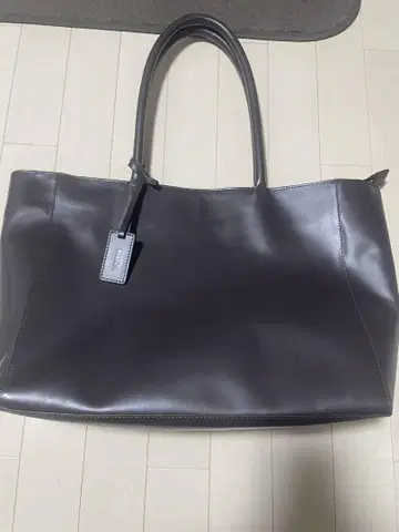 MURA 천연 가죽 카우 가죽 대용량 심플 토트백 다크 브라운