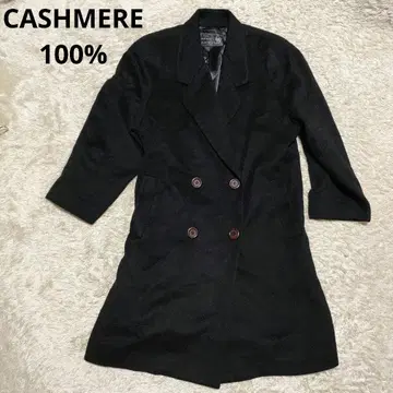 여성용 울 롱 코트 CASHMERE100% 더블 블랙