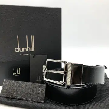 [ 미사용급 ] Dunhill 벨트 실버 버클 가죽 블랙
