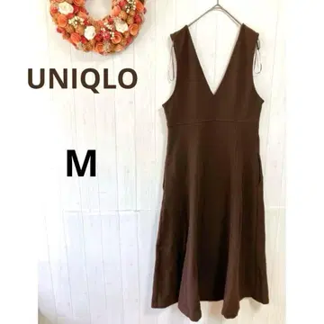 UNIQLO 슬리브리스 롱 원피스 코튼 브라운 M 플레어