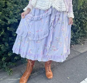 택 포함 PINK HOUSE 스위트 피프린트 스커트