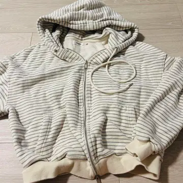 GLOWNY 스트라이프 후드 부착 후드티 S 집업