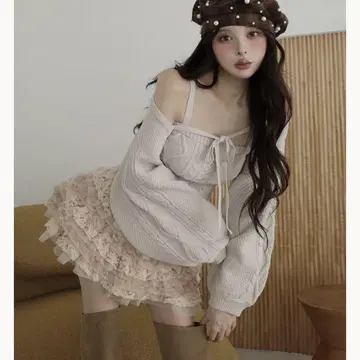 다리치 Darich 케이블 숏 니트 앙상블 아이보리