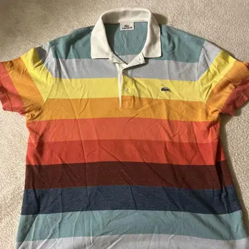 LACOSTE 멀티 컬러 스트라이프 피케 셔츠 사이즈 5