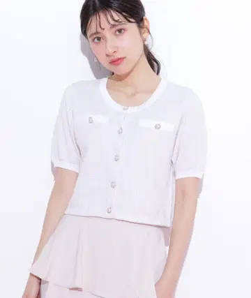 JILL by JILLSTUART 라메 트위드 반팔 가디건