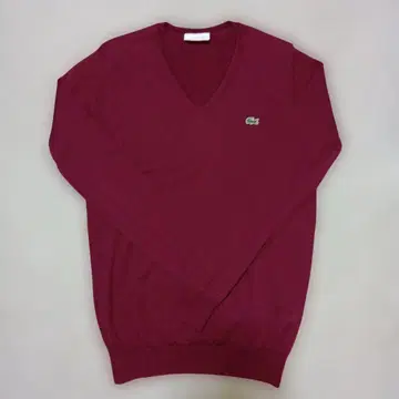 LACOSTE 버건디 V넥 스웨터