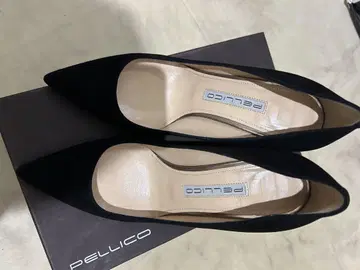 PELLICO 블랙 스웨이드 하이힐 35