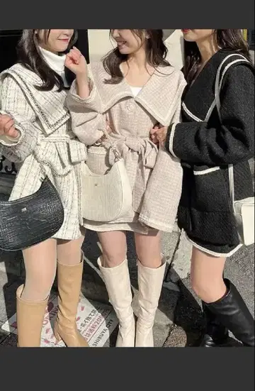 NICE CLAUP 세일러 카라 자켓 블랙