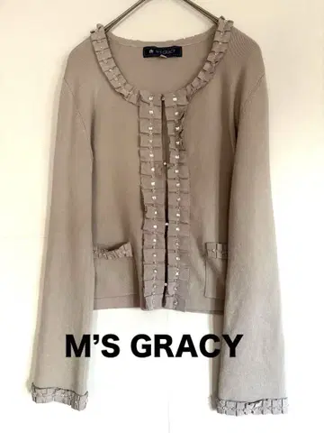M'S GRACY 프릴 비쥬 장식 가디건 사이즈 38