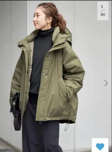 스픽앤스팬 발수 후디드 다운 하프 코트
