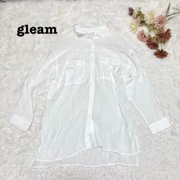 s.1248 [그리] 긴팔 시어 셔츠 화이트 심플 비침 M