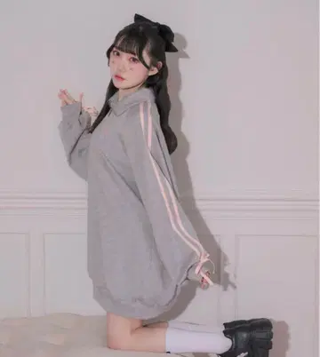 pium 더블 라인 오버 사이즈 맨투맨