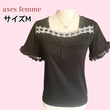 axes femme 블랙 레이스 티셔츠 플라워 레이스 걸리시 M