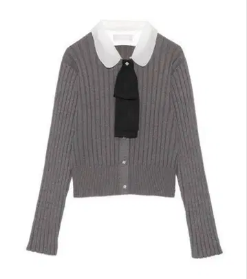 CELFORD 탈부착 가능한 리본&칼라 가디건 아이렛 보타이 니트