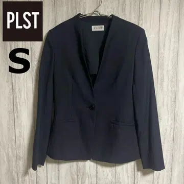 [레어] 플라스테 노카라 자켓 네이비 린넨 혼방 S사이즈