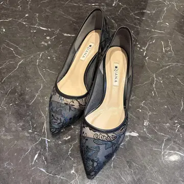 [ 새상품급 ] DIANA 다이애나 자수 튤 레이스 펌프스 24.5cm