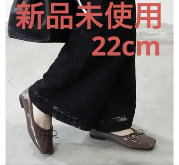 방수 리본 포함 플랫슈즈 브라운 22cm