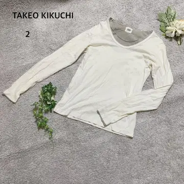 다케오 키쿠치 긴팔 티셔츠 상의 레이어드 면 100% 일본제