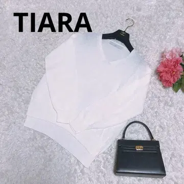 TIARA 티아라 멜로즈 긴팔 니트 V넥 얇은 소재 봄 가을 면