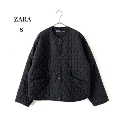 Z11-011 ZARA 하트 퀼팅 자켓 S 블랙 포켓 부착