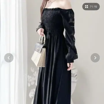 mily bilet 숄더 2way 소매 시어 오프숄더 자카드 원피스
